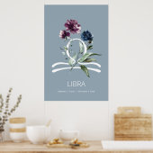 Poster Floral Zodiac Star Sign Libra (Cuisine)