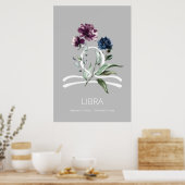 Poster Floral Zodiac Star Sign Libra (Cuisine)