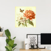 Poster FLORALE SIMPLE vintage AVEC BOUTEILLE (Bureau à domicile)