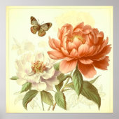 Poster FLORALE SIMPLE vintage AVEC BOUTEILLE (Devant)