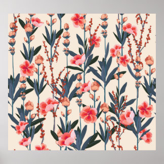 Poster Florales de jardin : Vintage botanique tropical