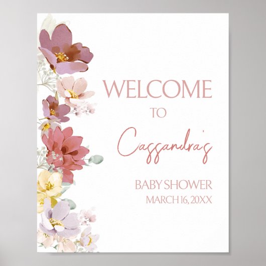 Poster Florals Baby Bloom Baby shower Bienvenue (Devant)