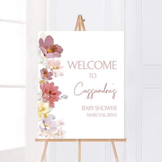 Poster Florals Baby Bloom Baby shower Bienvenue