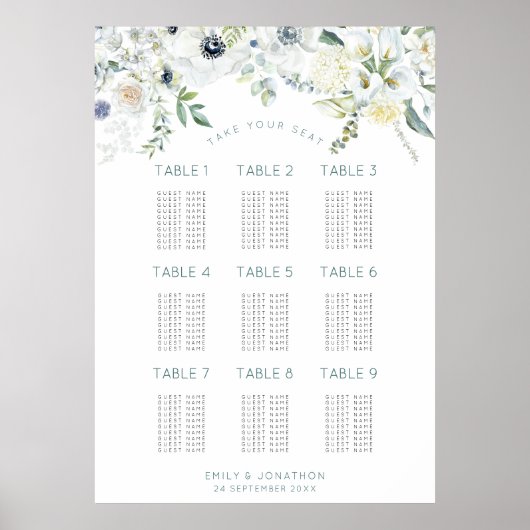 Poster Florals Eucalyptus 9 Tableaux 90 Places assises (Devant)