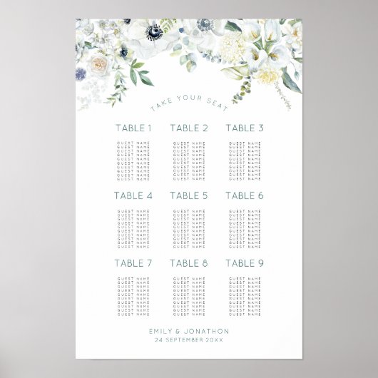 Poster Florals Eucalyptus 9 Tableaux 90 Places assises (Devant)