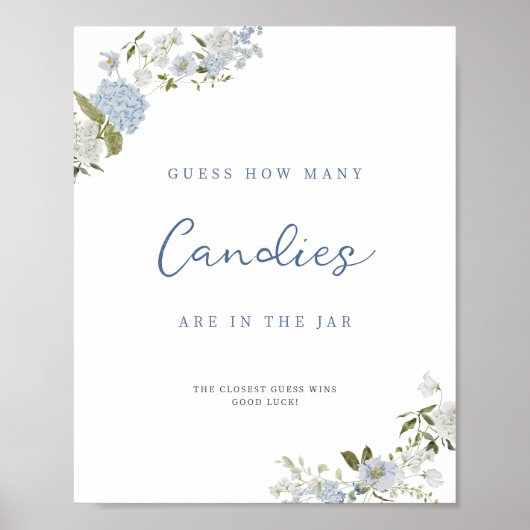 Poster Flore Bleu Doux Devine Combien (Devant)