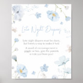 Poster Flore Bleu Printemps bébé en fleur couche nocturne (Devant)