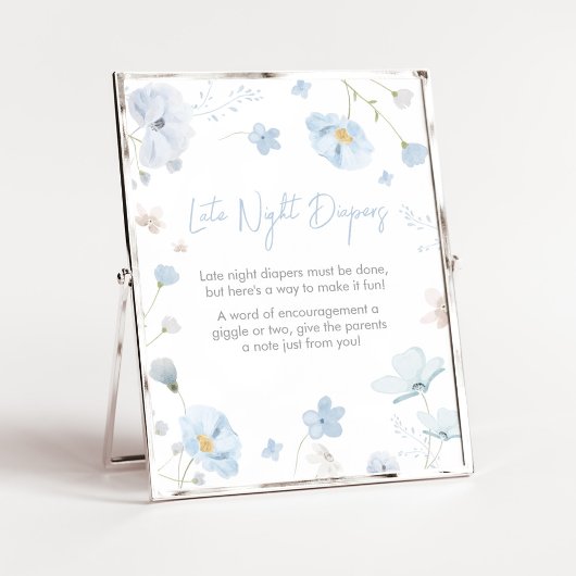Poster Flore Bleu Printemps bébé en fleur couche nocturne