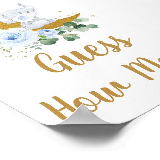 Poster Flore Bleu Vert Eléphant Devine Combien de signes (Coin)