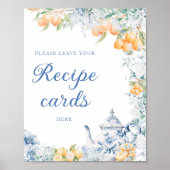 Poster Flore Bleue & Citrons Laissez Votre Carte De Recet (Devant)
