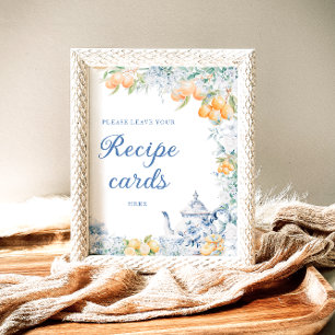 Poster Flore Bleue & Citrons Laissez Votre Carte De Recet