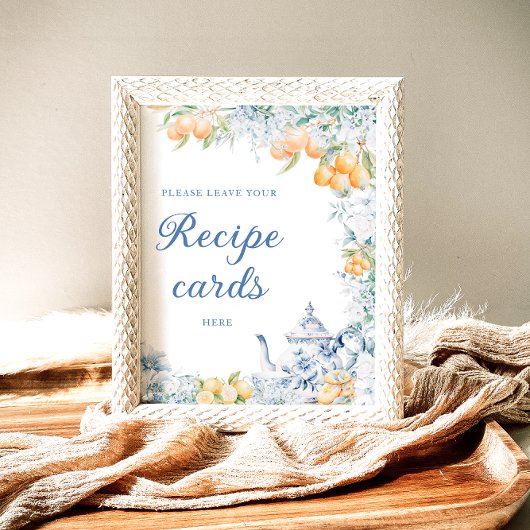 Poster Flore Bleue & Citrons Laissez Votre Carte De Recet