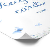 Poster Flore Bleue et Blanche Laissez votre carte de rece (Coin)