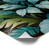 Poster Flore de la jungle de Tigre blanc (Coin)