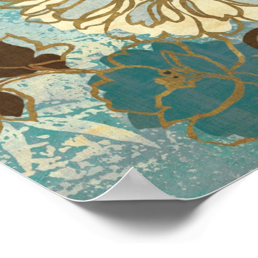 Poster Flore décorative en bleu et blanc (Coin)