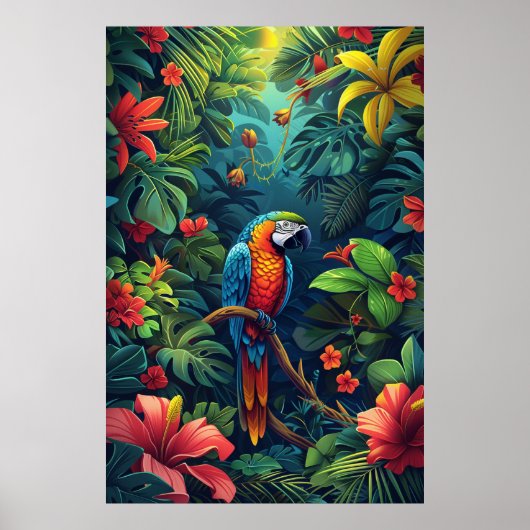 Poster Flore et Faune amazoniennes : Motif de carreaux (Devant)