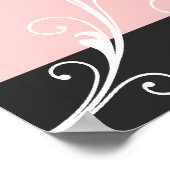 Poster Flore feuille de défilement noir rose pâle photo m (Coin)