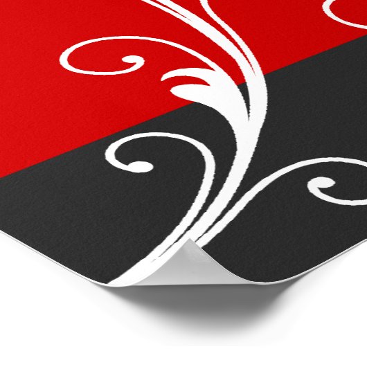 Poster Flore feuille de défilement noir, rouge photo mari (Coin)