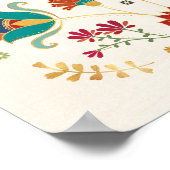 Poster Flore Folk Avec Oiseaux (Coin)