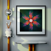 Poster Flore Mandala Flowers Orange Red Blue Abstract