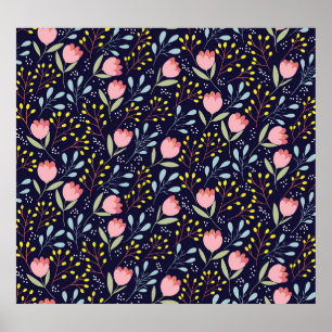 Poster Flore mignonne : Fleurs colorées Motif.
