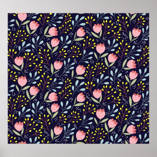 Poster Flore mignonne : Fleurs colorées Motif. (Devant)