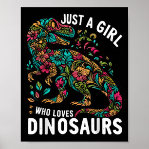 Poster Flore Mignonne Juste Une Fille Qui Aime Les Dinosa