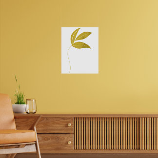 Poster Flore minimaliste Feuille or