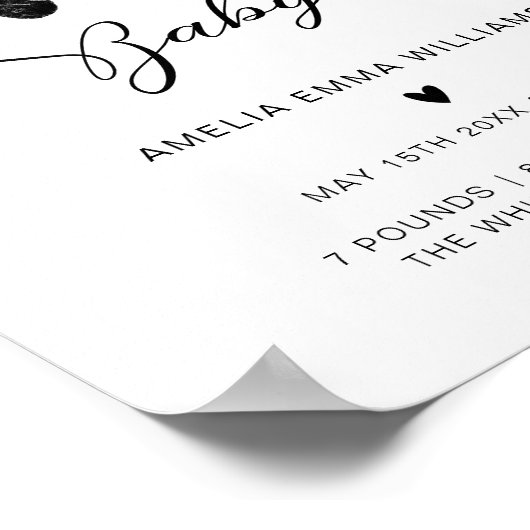 Poster Flore Nouveau-né Personnalisé Empreintes bébé Stat (Coin)