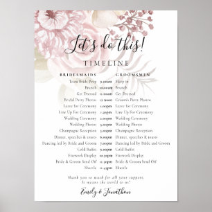 Poster Flore poussiéreuse Script rose Mariage Jour chrono