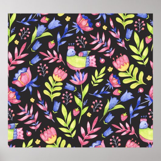 Poster Flore printanière : Motif imperméable (Devant)