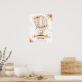 Poster Flore rose Hot Air Balloon Animaux Statistiques de (Cuisine)