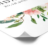 Poster Flore rose pâle Fête des mariées botanique Bienven (Coin)