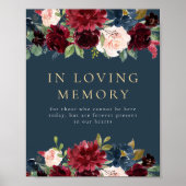 Poster Flore Rustique Burgundy Navy Dans Symbole Mémoire  (Devant)