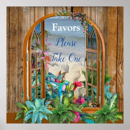 Poster Flore Tropicale Paradise Beach Scenery (Devant)