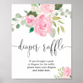 Poster Flore vert rose pâle Diaper logo de tombola (Devant)