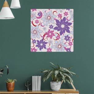 Poster Flore Vibrante Motif Floral Purple Rose Fleurs Ble