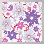 Poster Flore Vibrante Motif Floral Purple Rose Fleurs Ble (Devant)