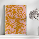Poster Flore Vintage élégante en Blush et Or<br><div class="desc">Un joli design botanique de style vintage avec une élégante illustration florale en bleu et or.</div>