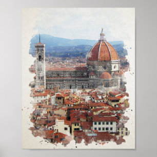 Poster Florence Italie Aquarelle Art
