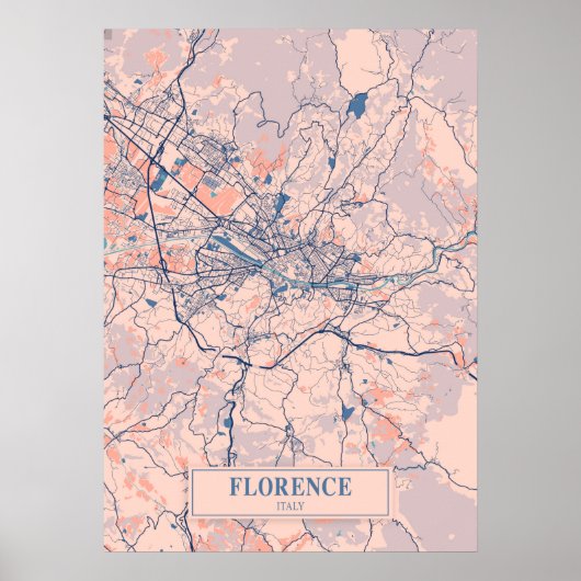 Poster Florence - Italie Béezy City Carte (Devant)