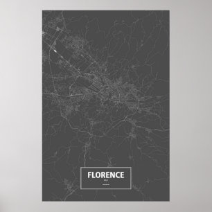 Poster Florence, Italie (blanc sur noir)