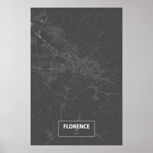 Poster Florence, Italie (blanc sur noir) (Devant)