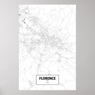 Poster Florence, Italie (noir sur blanc)