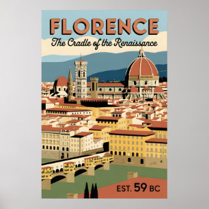 Poster Florence Italie Paysage Urbain Rétro Voyage
