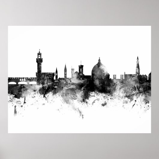 Poster Florence Italie Skyline Noir Blanc (Devant)