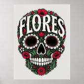 Poster flores nom de famille crâne de sucre (Devant)