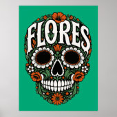 Poster flores nom de famille crâne de sucre (Devant)