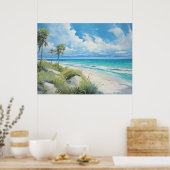 Poster Florida Beach Scene. Eaux cristallines bleues. (Cuisine)