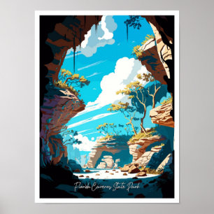Poster Florida Caverns Art Vintage voyage Illustration